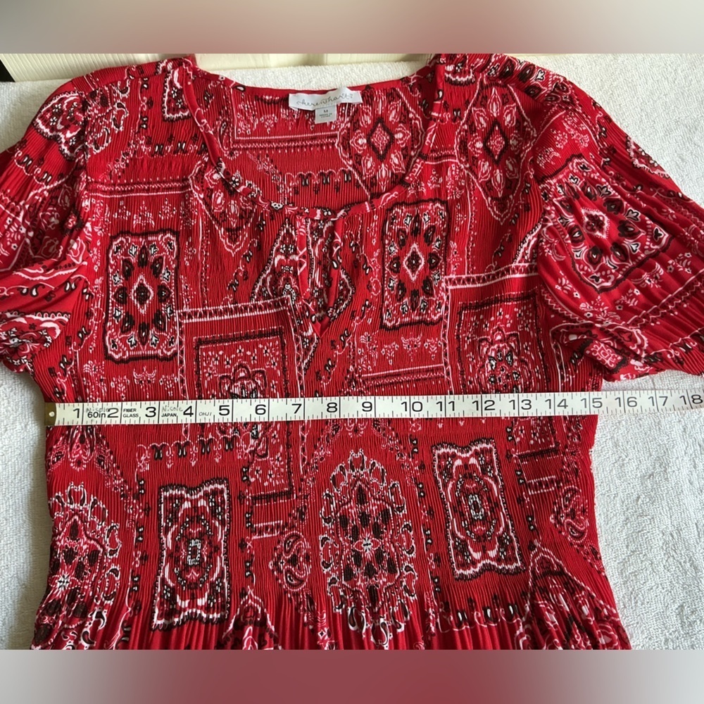 KEREN hart Red Paisley Blouse SzM - Picture 5 of 9